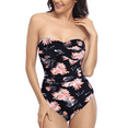 thumbnail image 1 of Hilor Women's Bandeau One Piece Swimsuits Front Twist Swimwear Strapless Ruched Bathing Suits Tummy Control, 1 of 7