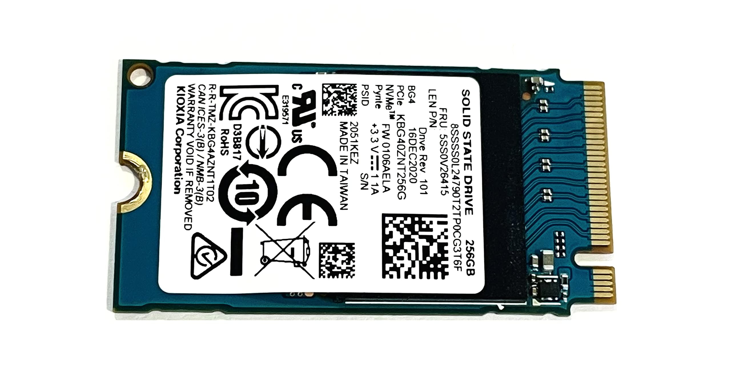 KIOXIA KBG5AZNT256G  256GB NVMe M.2 2242 : OEM Kioxia 256GB M.2 PCI-e NVME SSD 內部KBG5AZNT256G