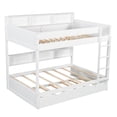 thumbnail image 5 of Euroco Wood Twin over Twin Bunk Bed with Storage Shelves and Trundle, White, 5 of 9