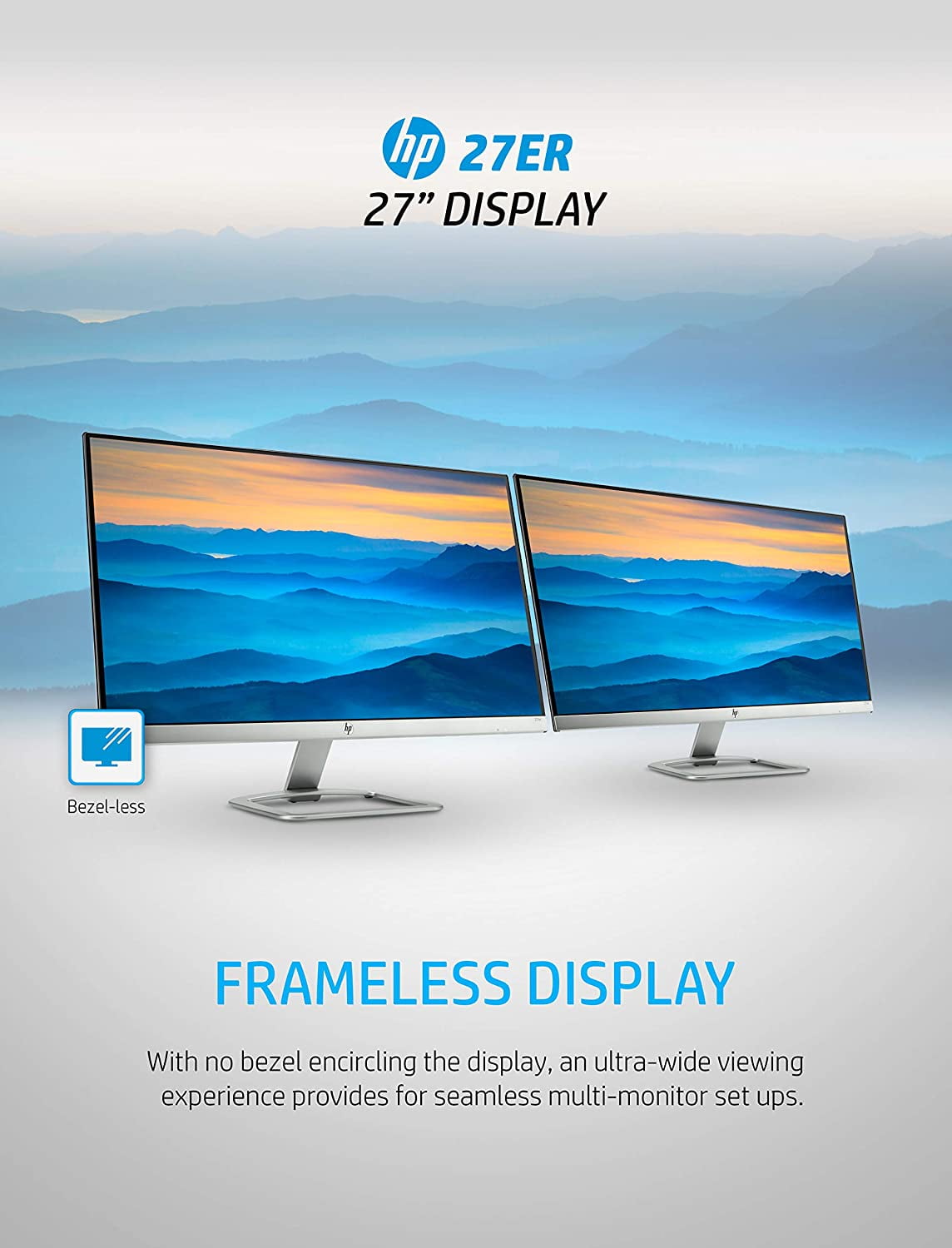 Restored HP 27er 27Inch Full HD 1080p IPS LED Monitor with VGA