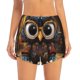 thumbnail image 2 of Balery Quirky Owl With Glasses Pantalones cortos deportivos para mujer con forro y dos bolsillos, elásticos, para entrenamiento, gimnasio, yoga-Medium, 2 of 7