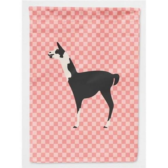 Caroline's Treasures BB7918GF Llama Q' Ara Pink Check Flag Garden Size , Small, multicolor