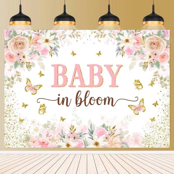 Baby in Bloom Backdrop for Watercolor Floral Baby Shower Decorations Girls Watercolor Floral Wildflowers Baby Shower Photography Background Newborn Kids Girls Baby Shower Party Supplies Banner