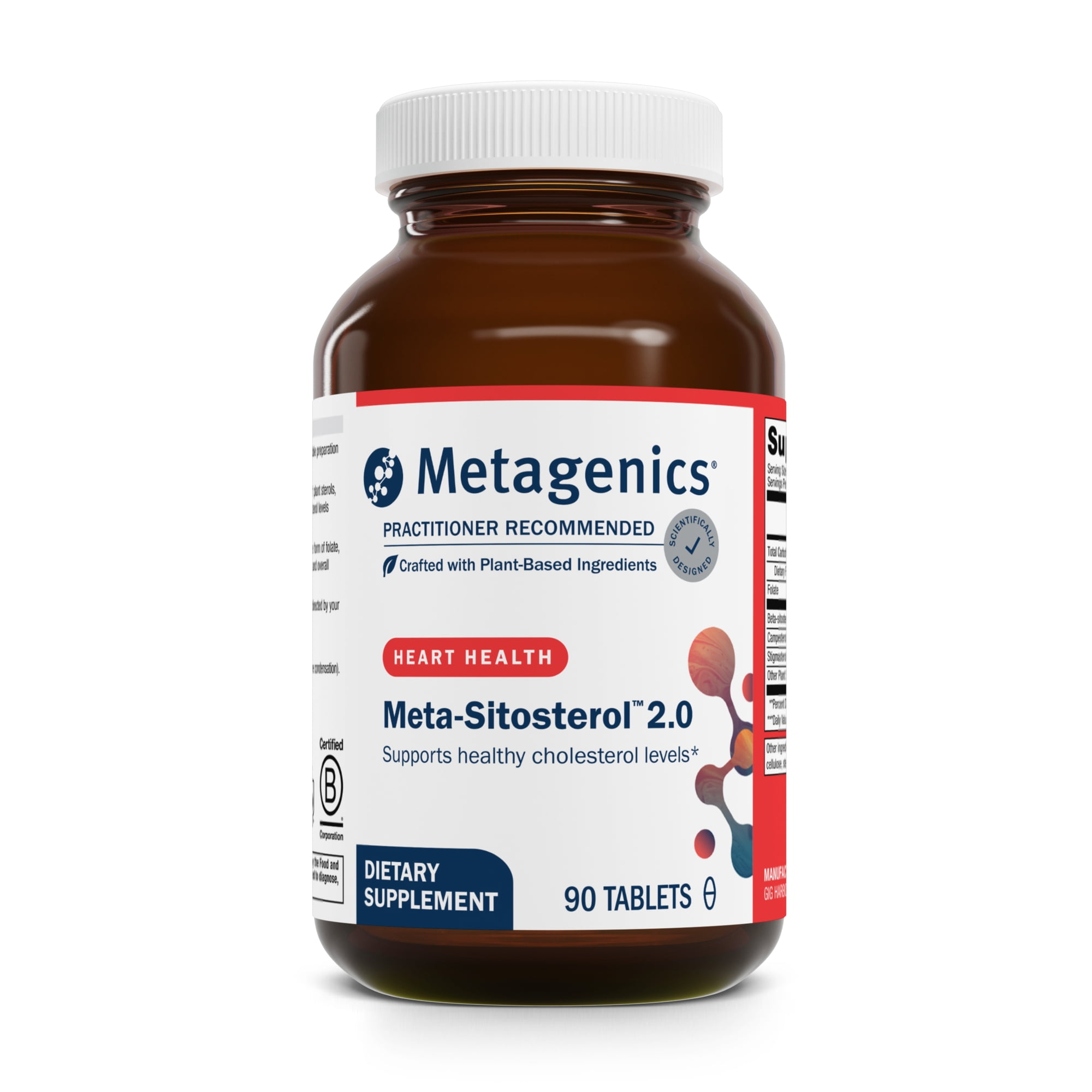 Metagenics Meta-Sitosterol 2.0 - For Cholesterol Already in a Normal Range* - Plant Sterol Complex - With Folate - Dietary Supplement - Gluten-Free - Vegetarian - 90 Tablets