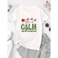 thumbnail image 2 of Camisetas de manga corta para mujer, cuello redondo, estampado floral, ajuste holgado, para verano, otoño 2025Creative Christmas-Themed Sleigh Pattern Print Women'S Trendy Round Neck Short Sleeve, S, 2 of 7
