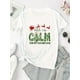 thumbnail image 2 of Camisetas de manga corta para mujer, cuello redondo, estampado floral, ajuste holgado, para verano, otoño 2025Creative Christmas-Themed Sleigh Pattern Print Women'S Trendy Round Neck Short Sleeve, S, 2 of 7