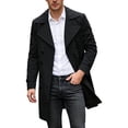 thumbnail image 2 of Purcolt Mens Trench Coat Double Breasted Notched Lapel Windproof Long Sleeve Mid Length Overcoat Casual Business Lightweight Outerwear, 2 of 9