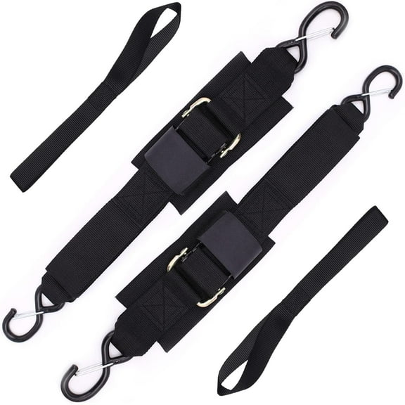 Boat Trailer Straps Transom Tie Down Straps with Latching Hooks and Soft Loop Accessories, Adjustable Safety Straps with Convenient Quick Release Buckle to Secure Transport Boat Pontoon, Jet Ski, PWC
