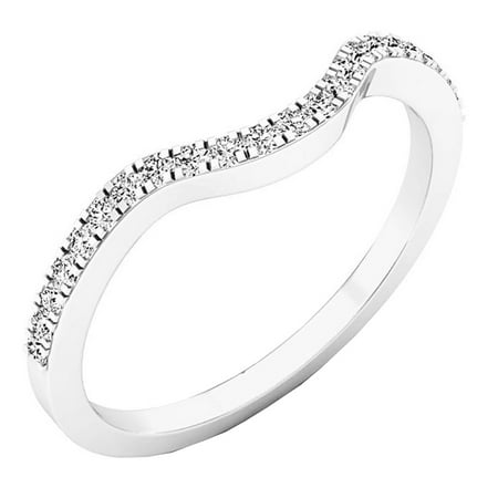 10k White Gold Wedding Bands - 0.15 Carat (ctw) 10K Gold Round White Diamond Anniversary Ring Wedding Guard Band