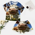 thumbnail image 4 of Farmhouse Highland Cow Funny Cattle And Flower Women's Ruffle Short Sleeve Tops And Shorts Cute Peeps Bunny Pajamas Sets, 4 of 7