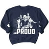 Black and Proud Black History Month Crewneck Sweatshirt, XL, Navy