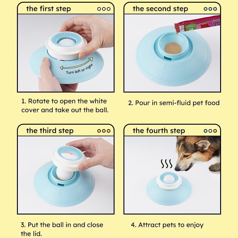 ABCISI Dog Cat Lick Sphere & Slow Feeder, Interactive Licksphere for Dogs Anxiety Relief, Non-Slip Licking Bowl for Liquid Food & Peanut Butter, Food Container for Dog Cats to Healthy Diet, White