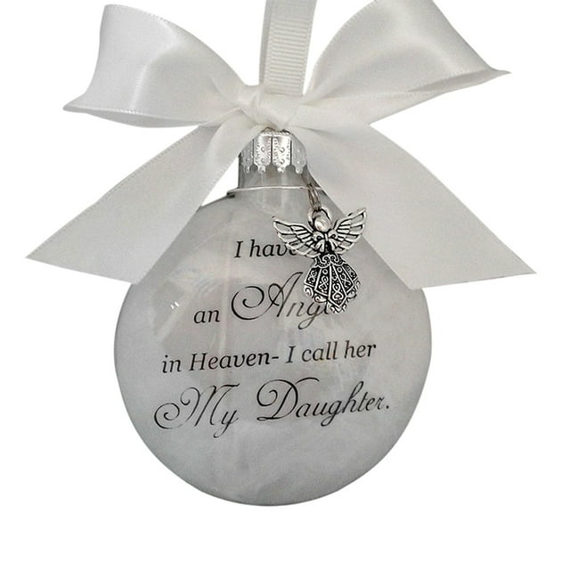 Bewildely Bola de plumas Ángel en adorno conmemorativo signo decoraciones conmemorativas para papá mamá decoración familiar bola Navidad decoración Decoración del hogar hija Bewildely HA003103-10