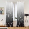 thumbnail image 2 of Black Geometric Kitchen Curtains 84 Inch Length, Modern White Stripe Abstract Distortion Art Grommet Top Bedroom Living Room Curtains, Light Filtering Cafe Curtain Drapes 2 Panels Set 84''x84'', 2 of 9