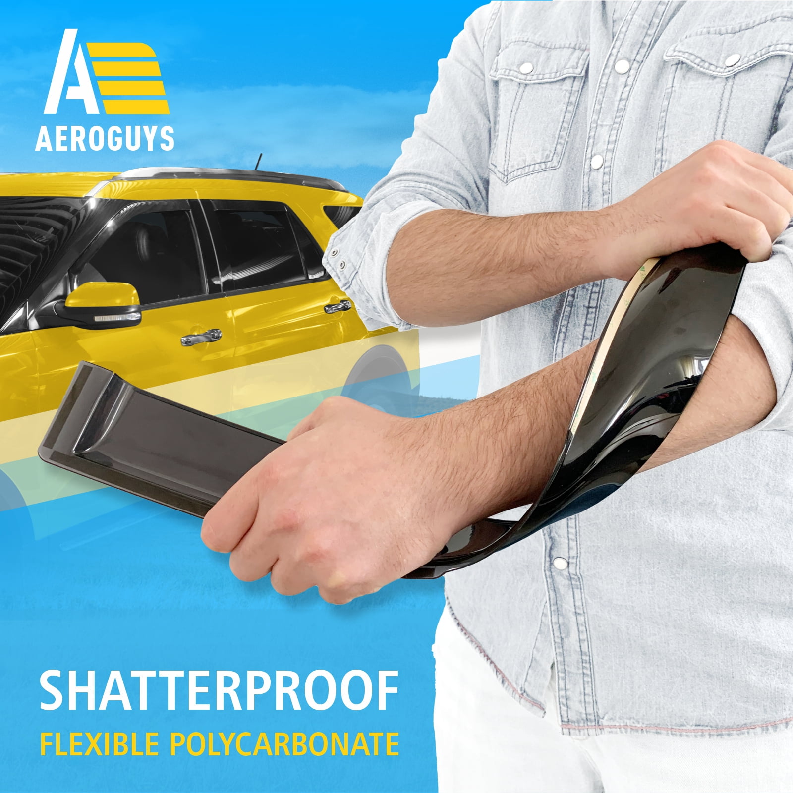 AEROGUYS in-Channel Window Deflectors Extra Durable Window Visors Rain Guards Fit for Ford Explorer 2011-2019, Sun Visors, Wind Deflectors, Vent Visors, Car Accessories - 4pcs. AG0039