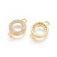 thumbnail image 2 of Brass Micro Pave Cubic Zirconia Links connectors Ring Clear Golden 8x12x2mm Hole: 1.2mm, 2 of 2