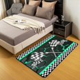 thumbnail image 3 of Erosebridal Racing Car Non Slip Rug 3x5 for Boys,Mint Green Honeycomb Area Rug,Geometric Neon Lights Hexagonal Carpet Non Slip,Black and White 3D Race Car Flag Indoor Floor Mat Room Decor, 3 of 6