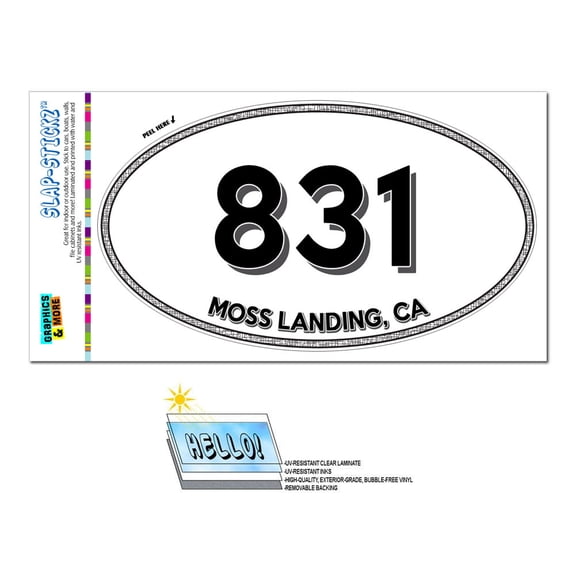 831 - Moss Landing, CA - California - Oval Area Code Sticker