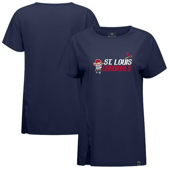 Women's-Levelwear Navy St. Louis Cardinals Influx 8-Bit Baseball T-Shirt
