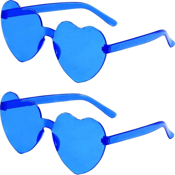 CUDIAO 2 Pairs Heart Sunglasses for Women,Heart Glasses for a Bridal Shower,Valentine'S Theme Party Or Bachelorette Party Blue Heart Sunglasses