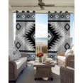 thumbnail image 4 of Haze Blue Boho Blackout Curtains, Light Blocking Print Window Curtains, Farmhouse Retro Southwest Aztec Motifs Thermal Insulated Window Drapes for Living Room Kitchen Cafe 2 Panels, 84"W x 84"L, 4 of 9