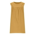 thumbnail image 5 of Yghzkop Womens Summer Cotton Linen dress Solid Color Round Neck Midi Dress Blend Sleeveless Loose Fit Beach Sundress Casual Pocket Dress, 5 of 6