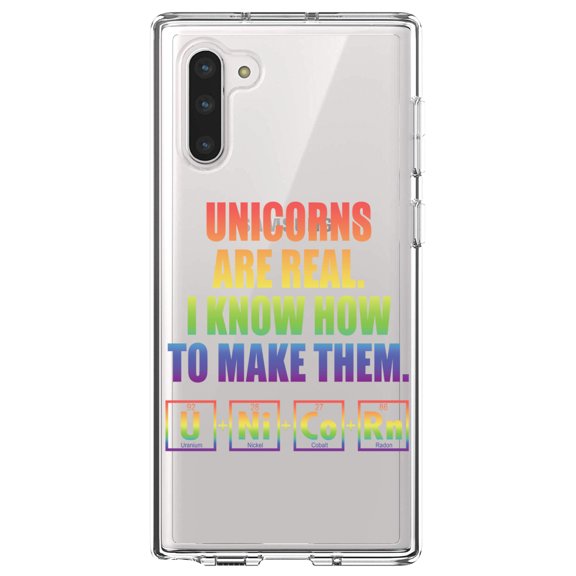 DistinctInk Clear Shockproof Hybrid Case for Samsung Galaxy Note 10 (6.3" Screen) - TPU Bumper Acrylic Back Tempered Glass Screen Protector - Unicorns Are Real. I Know How To Make Them