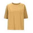 thumbnail image 4 of Vmvidoty Women's Plus Size T Shirts Oversized Tees Summer Half Sleeve Crew Neck Tunic Tops Yellow S, 4 of 6