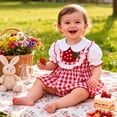 thumbnail image 6 of Gubotare Baby Boho Dress Newborn Baby Girl 4th Of July Outfit Summer Romper Toddler 0 3 6 9 12 18 24 Months (Red,0-3 Months), 6 of 8