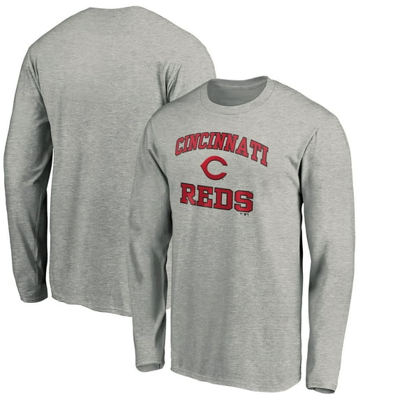 Men's Heathered Gray Cincinnati Reds Team Heart & Soul Long Sleeve T-Shirt