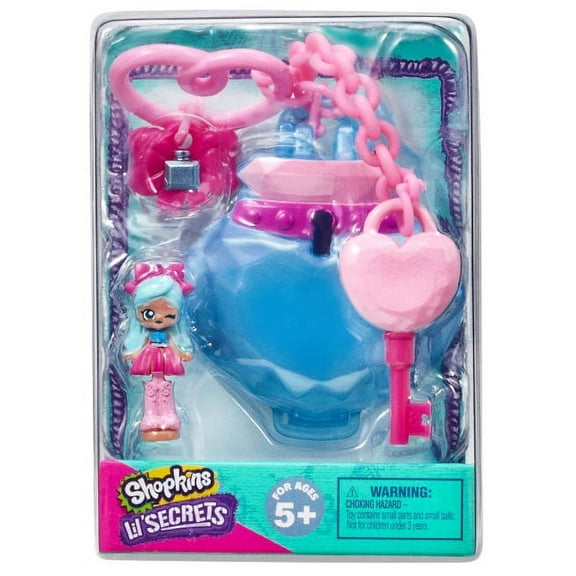 Shopkins Lil Secret Bag Tags Doll Playsets, Plastic Pink Blue