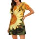 thumbnail image 1 of Balery Golden Sunflower In Field Camisón de manga corta con cuello redondo para mujer, cómodo y elegante., 1 of 6