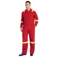 thumbnail image 3 of Jowowha Men's Work Coveralls One Piece Reflective Mechanics Overalls Workwear with Multi Pockets Red XL, 3 of 7