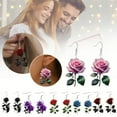 thumbnail image 7 of Romantic 2D Flat Rose Forest Flower Earrings Retro Art Earrings I4K9, 7 of 7