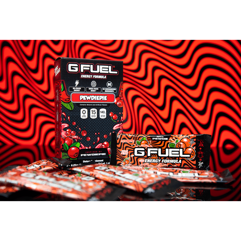 G Fuel Energy Powder Drink Mix, Pewdiepie Flavor, 6 Stick Packs
