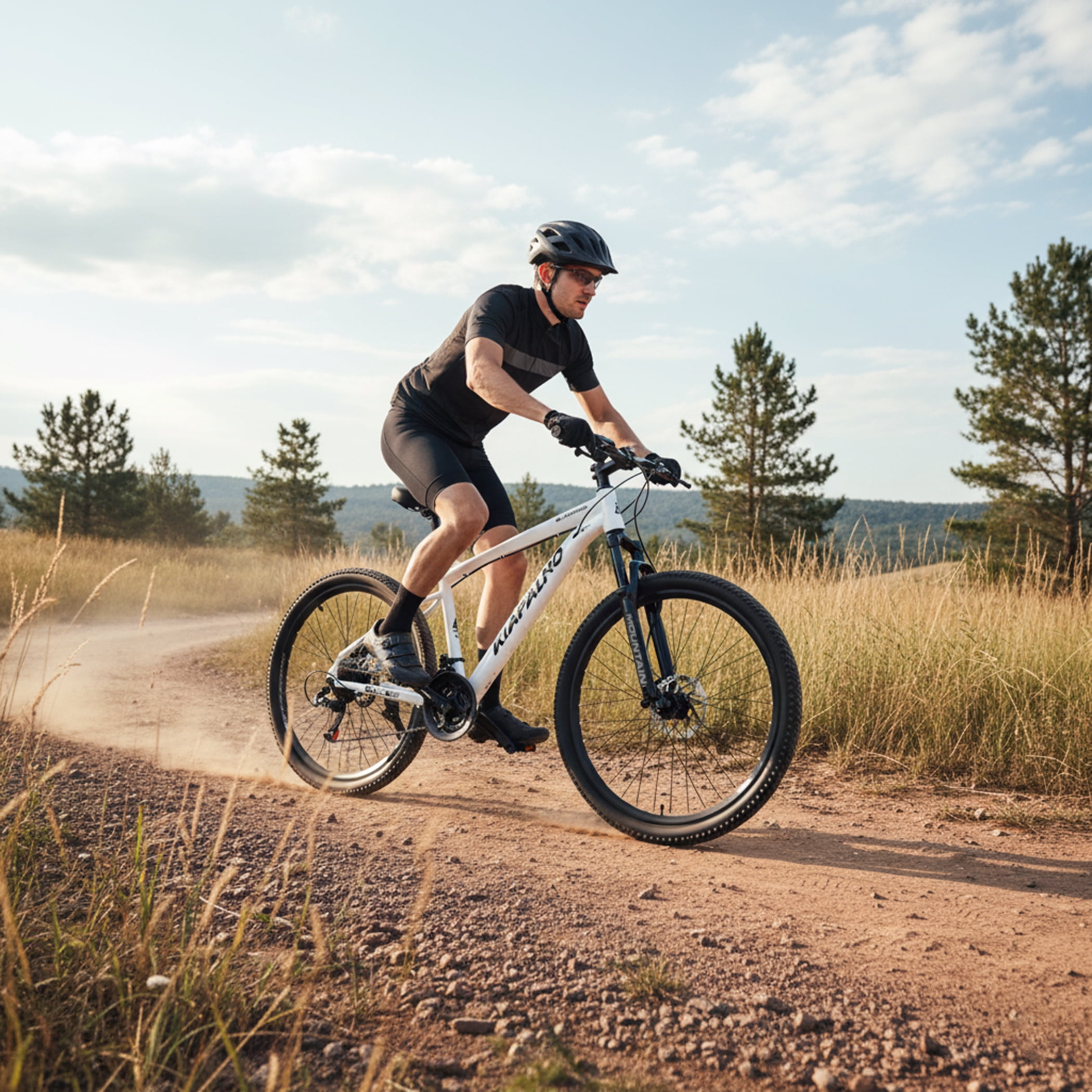 26 Inch Mountain Bike for Adult Men Women, 21-Speed Mountain Bicycle with Front Suspension and Dual Disc Brakes, Aluminum Alloy Frame MTB Bike for Outdoor Trail Commuter, White