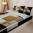 thumbnail image 2 of Castle Fairy Abstract Geometric Zipper Queen Comforter Set with Fitted Sheet and 2 Pillowcases,Mid Century Vintage Watercolor Zipper Bedding Set,Charcoal Beige,Reversible, 2 of 5