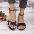 thumbnail image 2 of Women's Open Toe Ankle Strap Sandals Low Block Chunky Pumps Wedding Party Dress Shoes Summer Comfortable Casual Dressy Sparkly Heels Black Size 9, 2 of 6