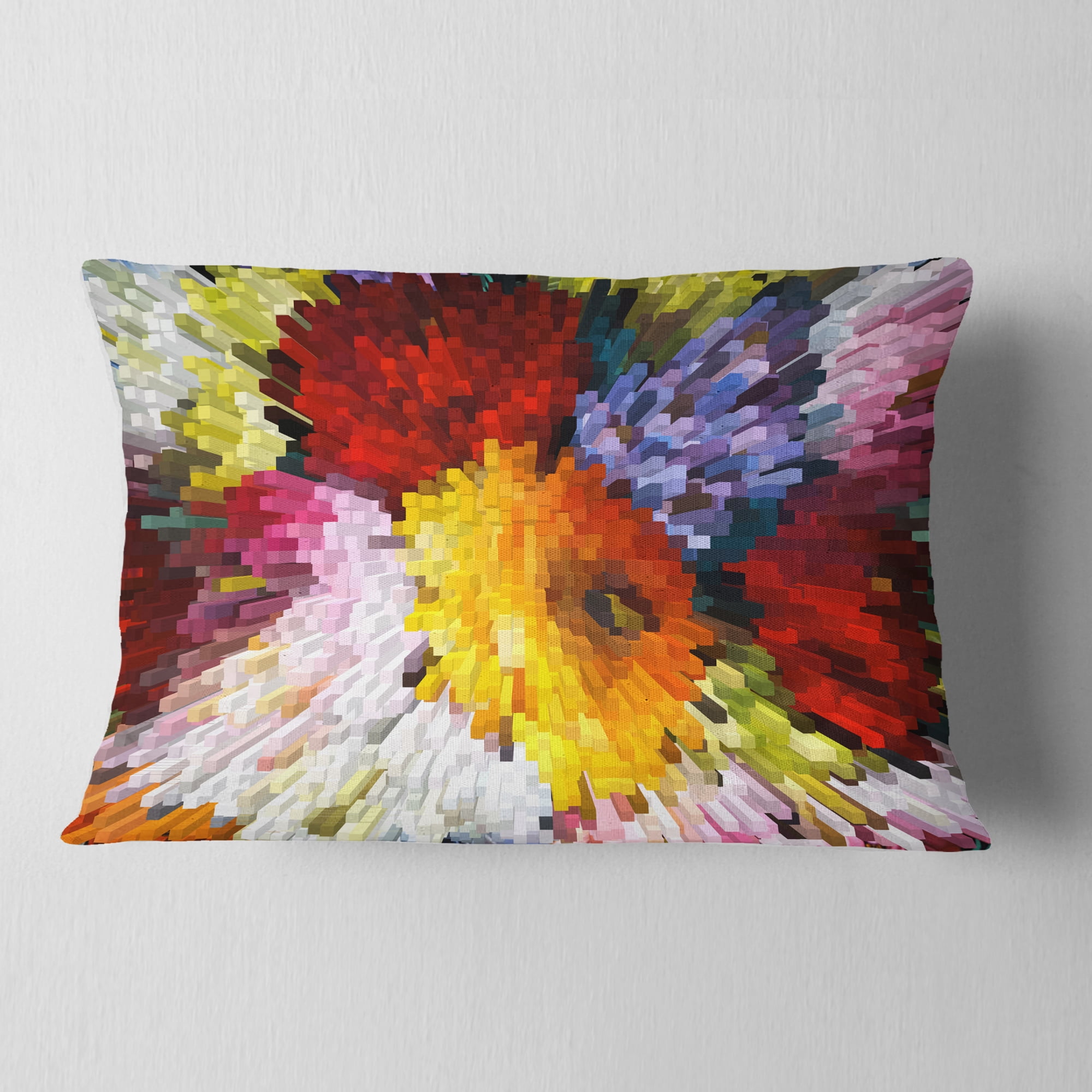 Designart Extrusive 3D Fabric Flowers - Floral Throw Pillow - 12x20