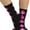 Crew Length - Black / Hot Pink, variant on ToBeInStyle Womens Fun Acrylic Iconic Leaf Printed Socks - Black/White