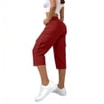 thumbnail image 2 of Women's High Waisted Cargo Pants Lightweight Summer Hiking with Pockets Cropped, 2 of 8