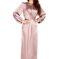 thumbnail image 4 of Hanerdun Women Bodycon Dresses Female Party Long Sleeve Maxi Dress Pink L, 4 of 5