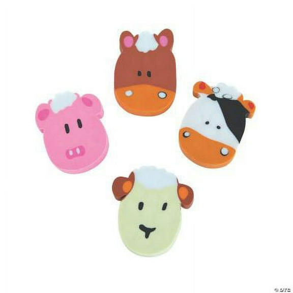 Farm Animal Erasers, Birthday, Stationery, 24 Pieces