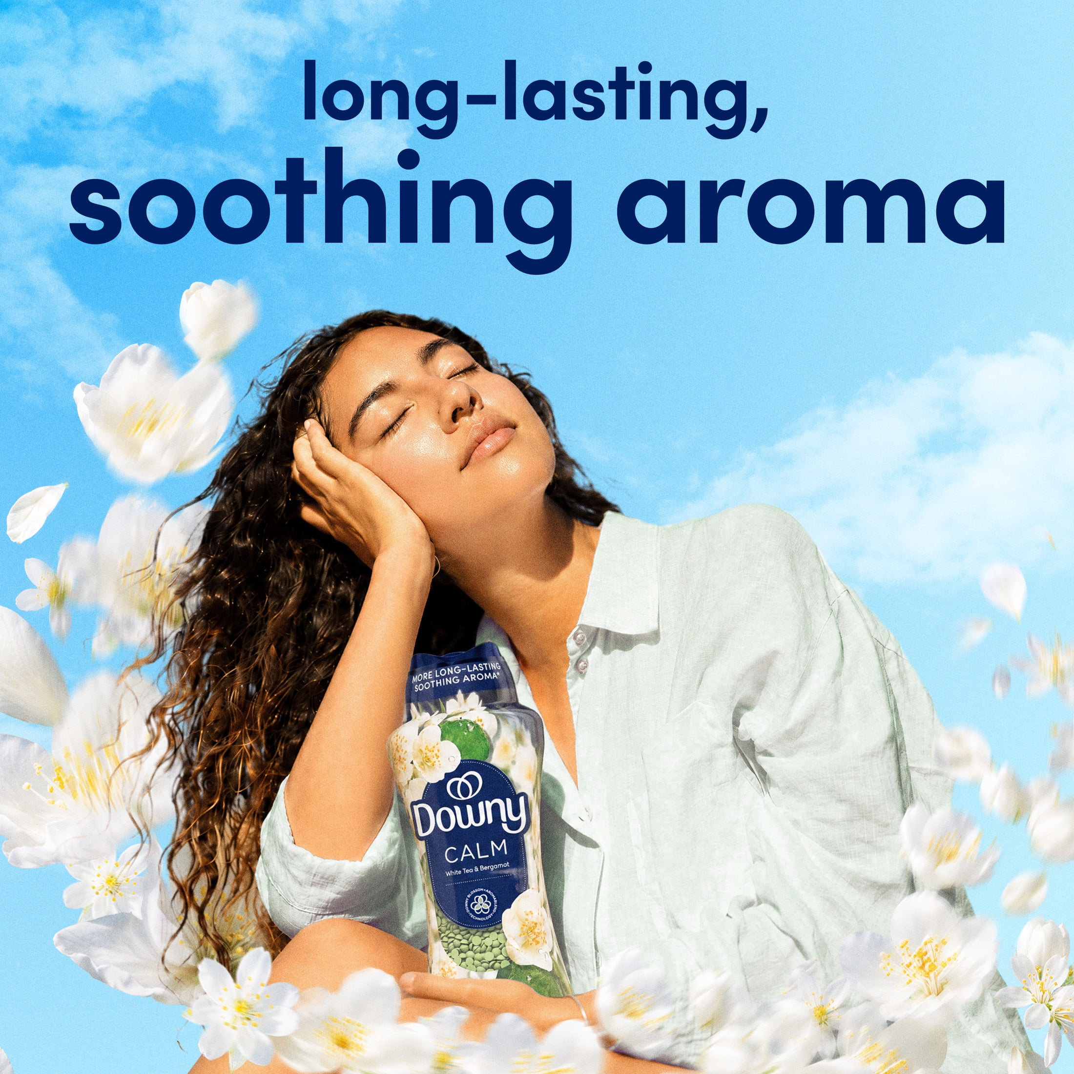 Downy Calm In-Wash Laundry Scent Booster Beads, Soothing White Tea and Bergamot scent, 30.1 oz