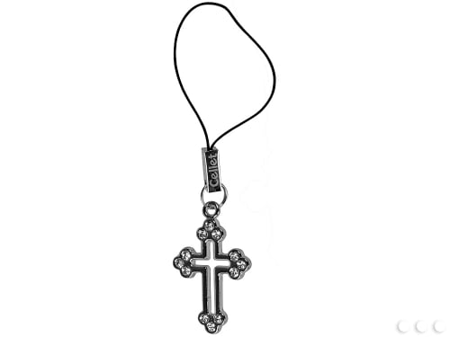 Cellet Phone Strap Cross with Clear Stones 