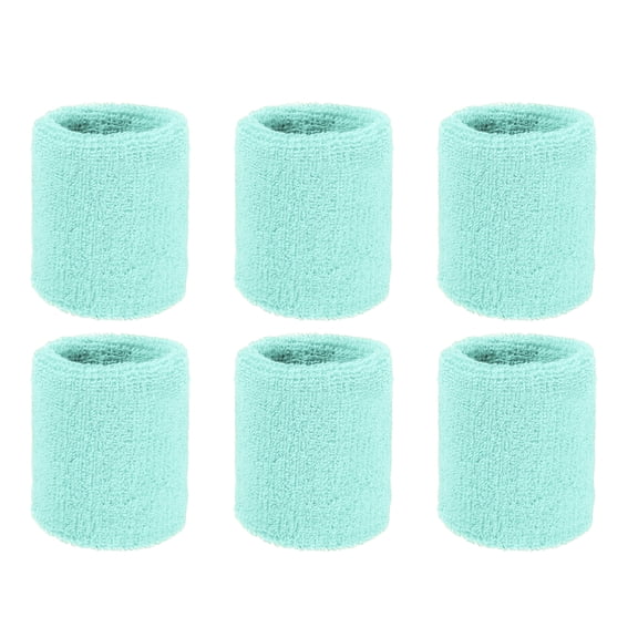 Uxcell Wristbands Sweatbands, Wrist Bands for Sweat Sports Wristbands 3x2.5 In & 6 Pack & Light Blue-Fitting for (Tennis/Basketball/Football/Running/Working Out/Youth)