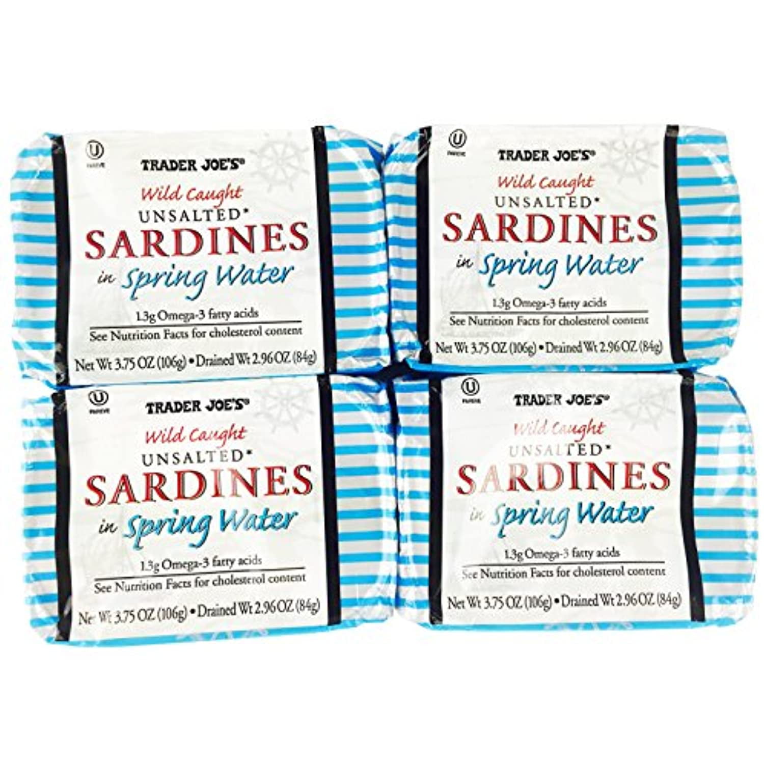 TJ Wild Caught Unsalted Sardines In Spring Water 4 Pack