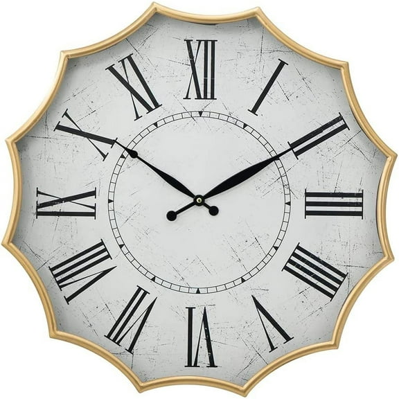 A&B Home Decorative Wall Clock - Metal Gears Wall Clock with Roman Numeral for Home Office Kitchen Décor, D24 x 3"