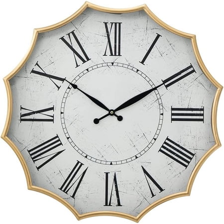 A&B Home Decorative Wall Clock - Metal Gears Wall Clock with Roman Numeral for Home Office Kitchen Décor, D24 x 3