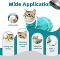 thumbnail image 3 of Breathable Mesh Anti Scratch Adjustable Cat Grooming Bag for Nail Trimming, Bathing - Polyester Soft Cat Washing Bag (Green-White), 3 of 7